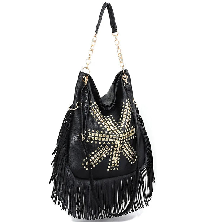 Fashion Rivet Crossbody Shoulder Bags For Women Brand Designer Large Capacity Ladies Handbags Long Tassel Female Messenger Bags