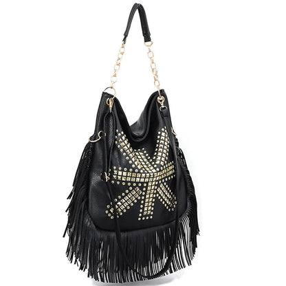 Fashion Rivet Crossbody Shoulder Bags For Women Brand Designer Large Capacity Ladies Handbags Long Tassel Female Messenger Bags