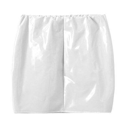 Glossy Patent Leather Miniskirt for Womens Solid Color Elastic Waistband Pencil Skirt Music Festival Costume Daily Wear Clubwear