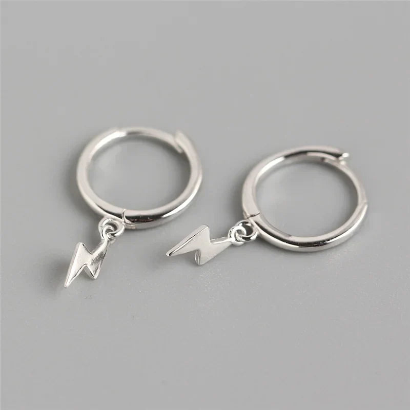 Real 100% 925 Sterling Silver Punk Hip-Hop Link Chain Gothic Studs Earrings for Fashion Women Jewelry Accessories 2022