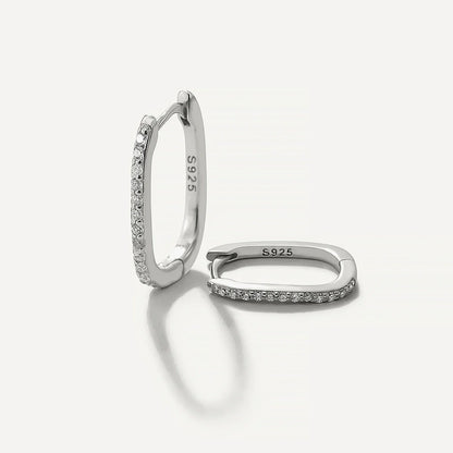 925 Sterling Silver Square Piercing Huggie Hoop Earrings for Women Simple Cubic Zirconia Earings Fine Jewelry Pendientes