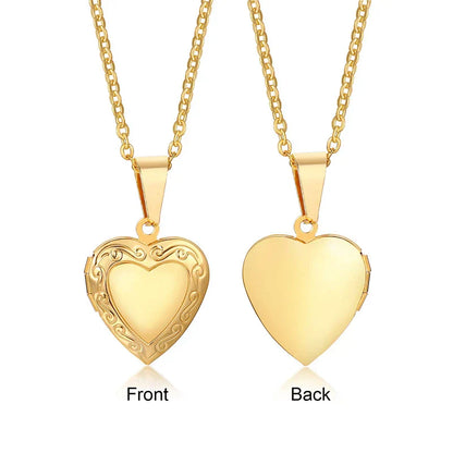 Light Heart Locket Pendants for Women Men Openable Photo Frame Glossy Stainless Steel Necklaces Family Love Collar