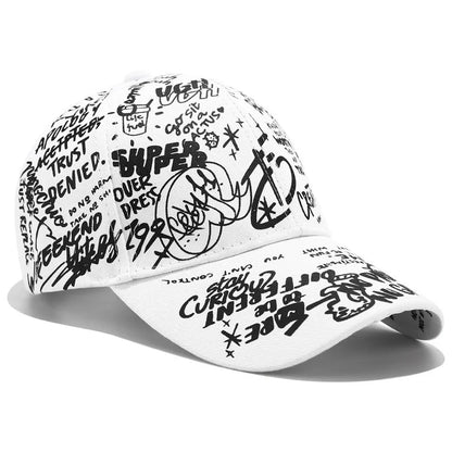 Korean version of the graffiti personality baseball hat tide men and women casual wild black shade curved eaves cap sun hat
