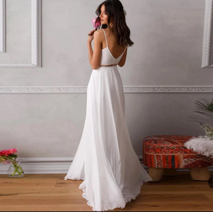 Customized Simple Boho Wedding Dresses 2 Pieces A-Line Spaghetti Straps Backless Sleeveless Elegant Bridal Gowns Vestidos 2026