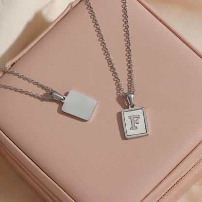 Minimalist Mother of Pearl Shell Stainless Steel Tarnish Free Initial Necklace Gold Plated Letter Necklace for Women