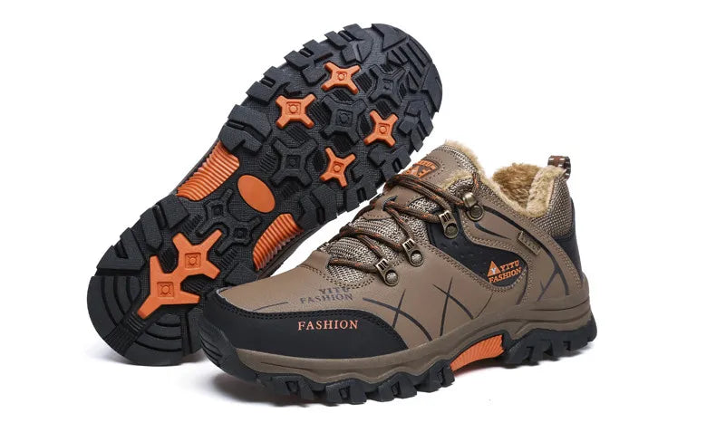 Men Winter Snow Boots Waterproof Leather Sneakers Super  Warm Men's Boots Outdoor Male Hiking Boots Work Shoes Size 39-47
