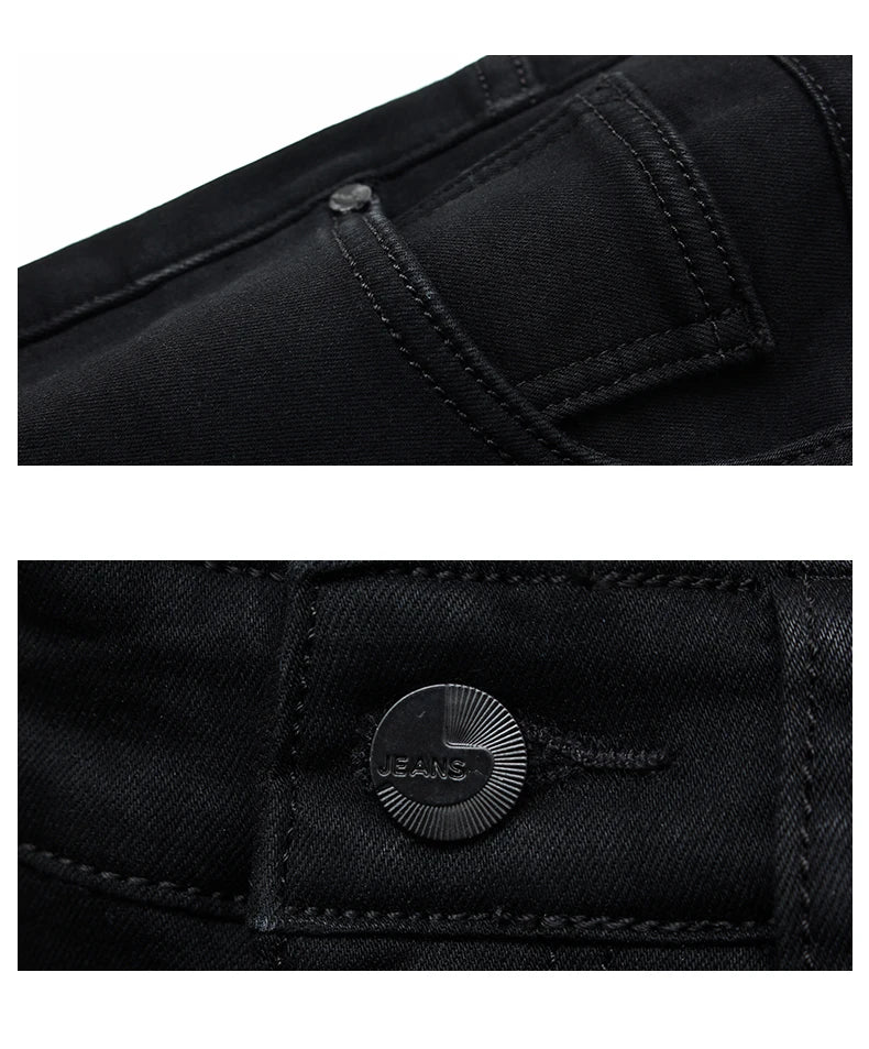 2023 Men's Stretch Black Jeans Classic Style Business Fashion Pure Slim-fit Denim Pants Male Brand Casual Trousers