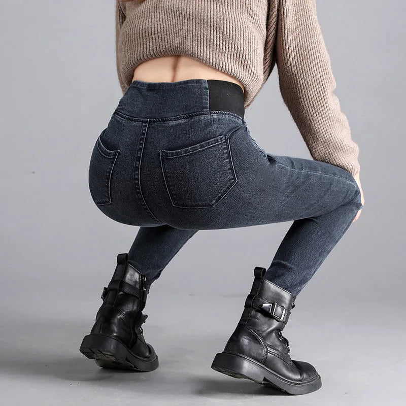 High Waist Pencil Jeans Women Classic Skinny Casual Denim Pants