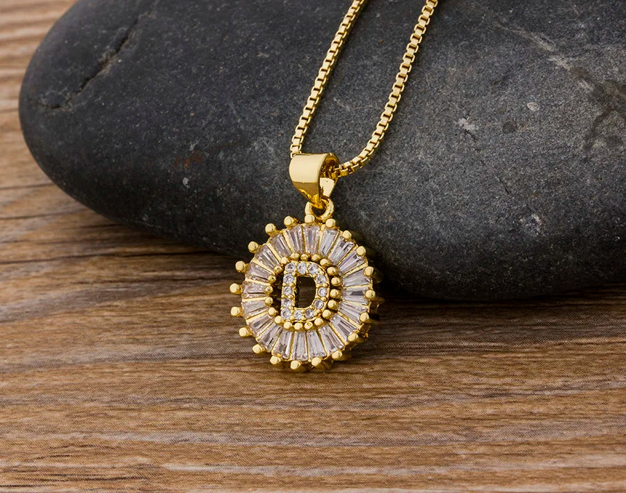 2 Colors Initial Letter Pendant 26 Letters Charm Name Necklace Top Quality Copper Zircon Jewelry Birthday Gift