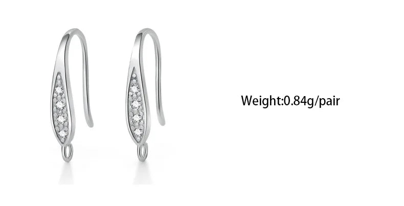 TrustDavis Real 925 Sterling Silver Fashion Dazzling CZ Opening Handmade Ear Hook Earring DIY Accessories Fine Jewelry HY365