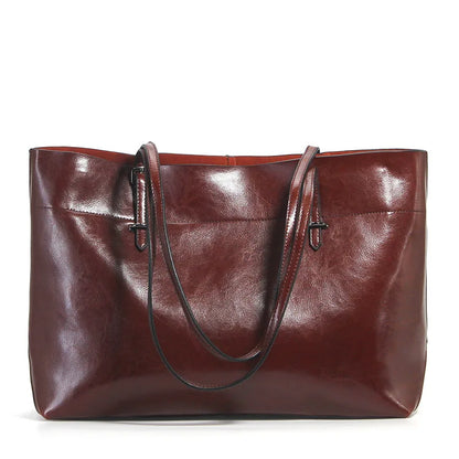 Brown Women Handbag 100% Genuine Leather Female Shoulder Purse Ladies Black Tote Bag Large Capacity Shopping Bags