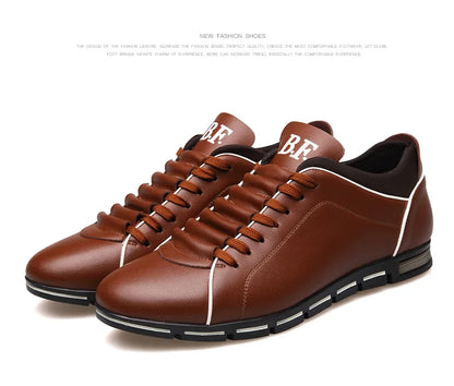 Spring Autumn New Men Shoes Casual Sneakers Fashion Solid Leather Shoes Formal Business Sport Flat Round Toe Light Breathable202