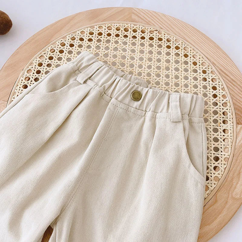 Spring Autumn Solid Kids Boys Straight Pants Fashion Children Clothing Trousers Brief Jeans for 1-6 Years