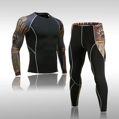 Men's Sports Suit MMA Running Quick-Drying Sportswear Compression Suit Fitness Training 3-Piece Sports Tights