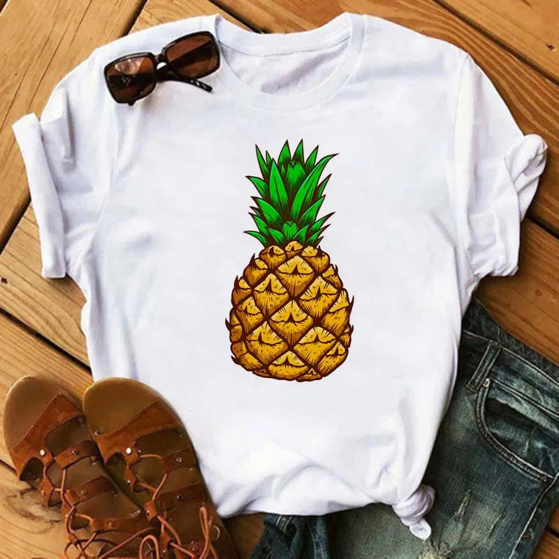 Funny Fruits T Shirt Women Fashion Kawaii Banana Print White T-shirt Harajuku TShirt Short Sleeves Tops Tee Shirt Femme T Shirts