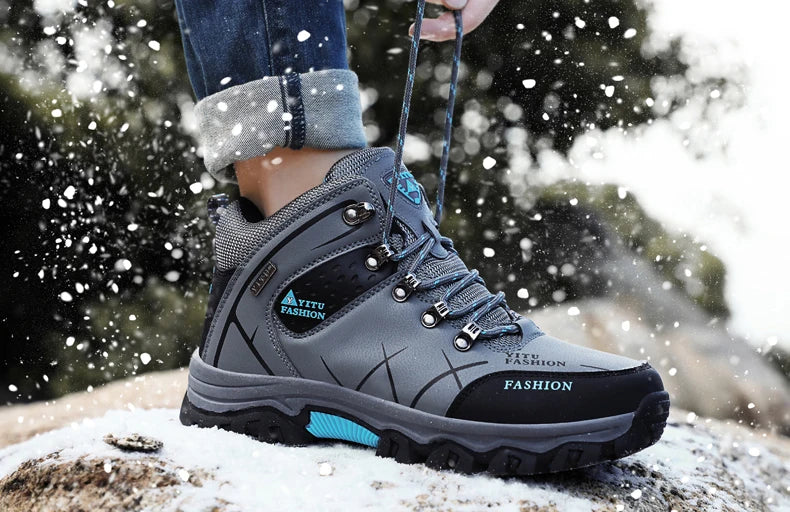 Men Winter Snow Boots Waterproof Leather Sneakers Super  Warm Men's Boots Outdoor Male Hiking Boots Work Shoes Size 39-47