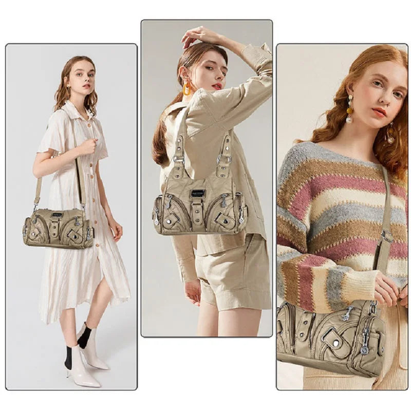Women Handbags Rose Soft Tote Bag Small Top-handle Purse Fashion Satchel Multi-Pockets Shoulder Bag Hobos Phone Pack