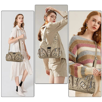 Women Handbags Rose Soft Tote Bag Small Top-handle Purse Fashion Satchel Multi-Pockets Shoulder Bag Hobos Phone Pack