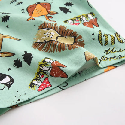 Cartoon Boys Clothing Sets Summer Short Sleeve Cotton Baby Tops + Baby Shorts 2Pcs Casual