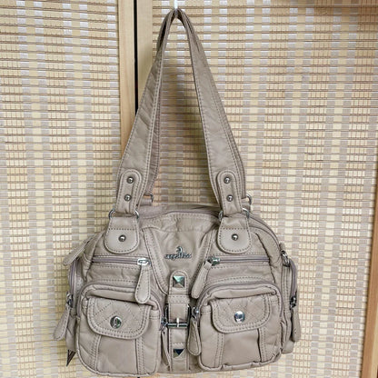 Women Small Handbags Satchel Top-handle Handbag PU Shoulder Bag 8”x11” Dumpling Pack Multi-pockets Shoulder Bag