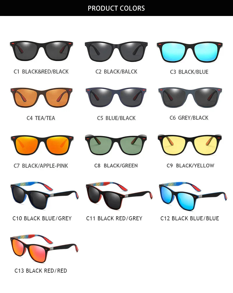 Polarized Sunglasses Men Women Classic Square Plastic Driving Sun Glasses Male Fashion Black Travelling Shades UV400