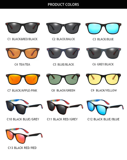 Polarized Sunglasses Men Women Classic Square Plastic Driving Sun Glasses Male Fashion Black Travelling Shades UV400