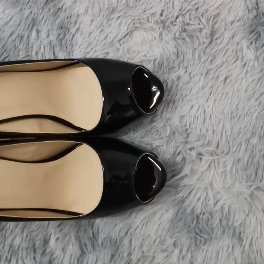 Women Pumps Sexy Open Toe 12cm Thin Heel Platform Patent Leather High Heels Gladiator Party Dress Wedding Shoes
