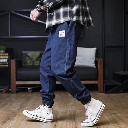 Calça Jeans Masculina Plus Size Solta Jogger Streetwear Harem Cargo Jeans Calças Jeans na Altura do Tornozelo