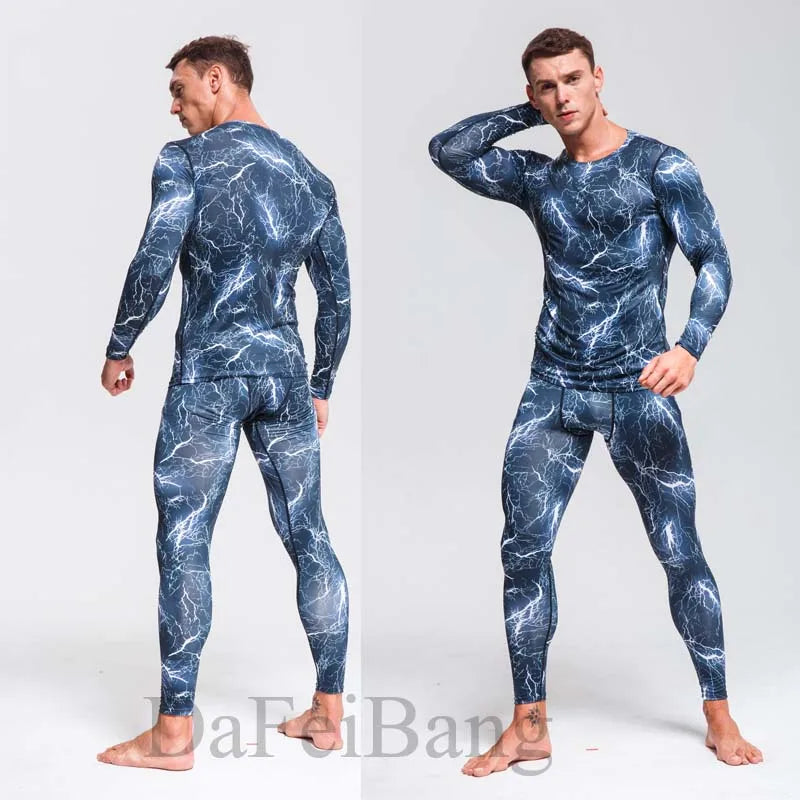 Quick Dry Camouflage Men's Running Sets Compression Sports Suits Skinny Tights Clothes Gym Rashguard Fitness Sportswear Men 2021