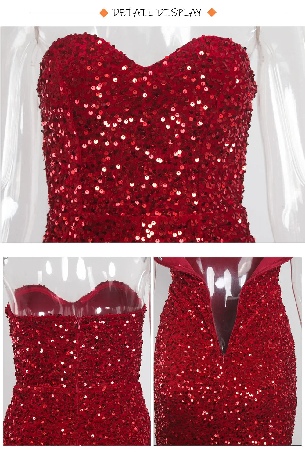 Luxury Sequin Strapless Evening Party Dresses Stretch Velvet Sexy Slit Leg Padded Long Cocktail Prom Dress Wedding Gown