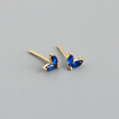 925 Sterling Silver Fashion Korean Chic Blue Horse Eye Zircon Stud Earrings for Women Teen Simple Color Piercing Jewelry