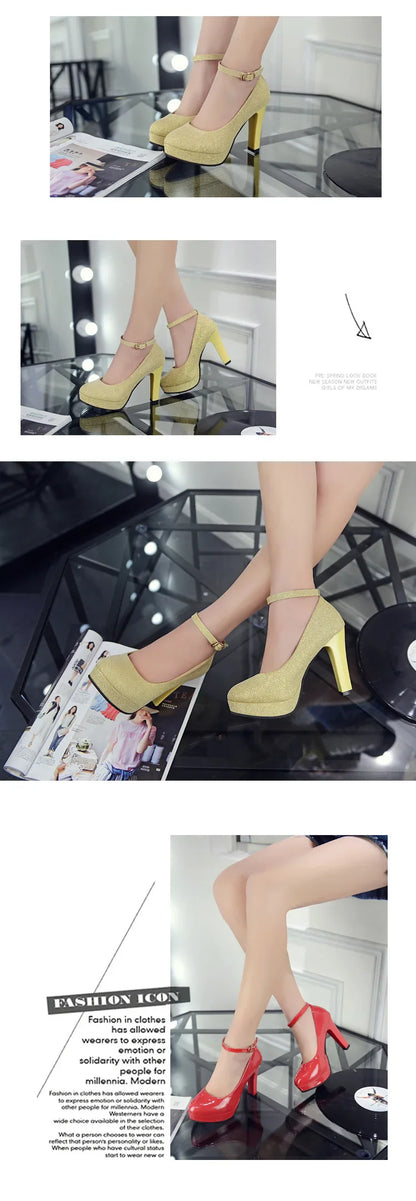 Shoes Women Black Pumps  Spring Casual Shoes Female High Heels White/red Weding Shoes 34 40 Plus Size Pumps