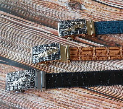 Designer Men High Quality Genuine Leather Belts Silver Gold Buckle Cowhide Ceinture Men Crocodile Belt Luxury Cinturones Hombre