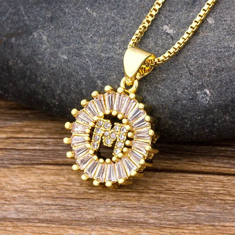 2 Colors Initial Letter Pendant 26 Letters Charm Name Necklace Top Quality Copper Zircon Jewelry Birthday Gift