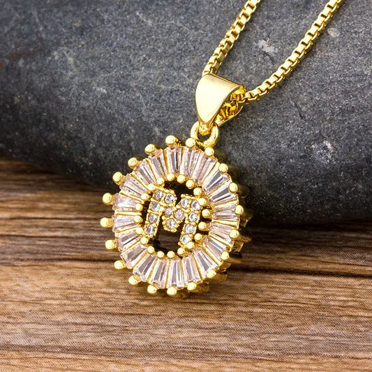 2 Colors Initial Letter Pendant 26 Letters Charm Name Necklace Top Quality Copper Zircon Jewelry Birthday Gift