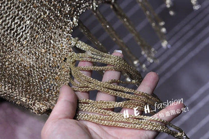 Sexy Shiny Gold Silver Knitted Tank Tops Women Bling Bling Sequined Tassels Knitted Vest  All Neon Store Clothes  Korean