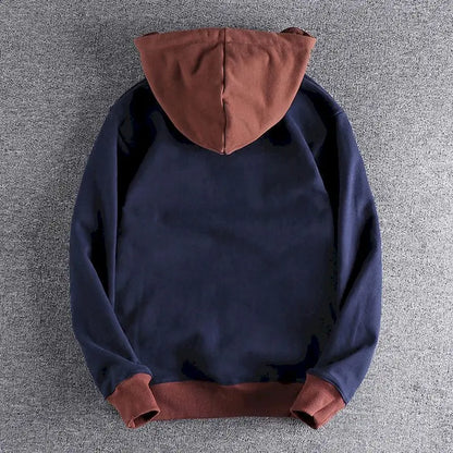 Casual Handsome Hoodies Men 2025 Autumn Winter Retro Trend Color Contrast Hooded Jacket Youth Stand-up Collar Mens Coat