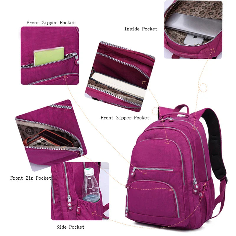 Aesthetic School Backpacks for Teenagers Girl 2024 Nylon Waterproof Travel BackPack Purse Women Laptop Bagpack Mochila