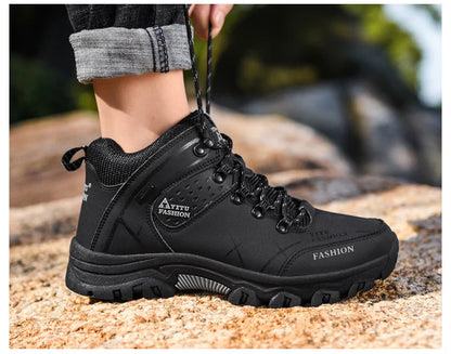 Men Winter Snow Boots Waterproof Leather Sneakers Super  Warm Men's Boots Outdoor Male Hiking Boots Work Shoes Size 39-47