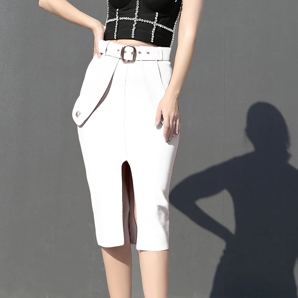 Sexy Bodycon Women's High Waist Bandage Skirt Knee Length Midi Pencil Office Party Club Elegant Skirts Clothing