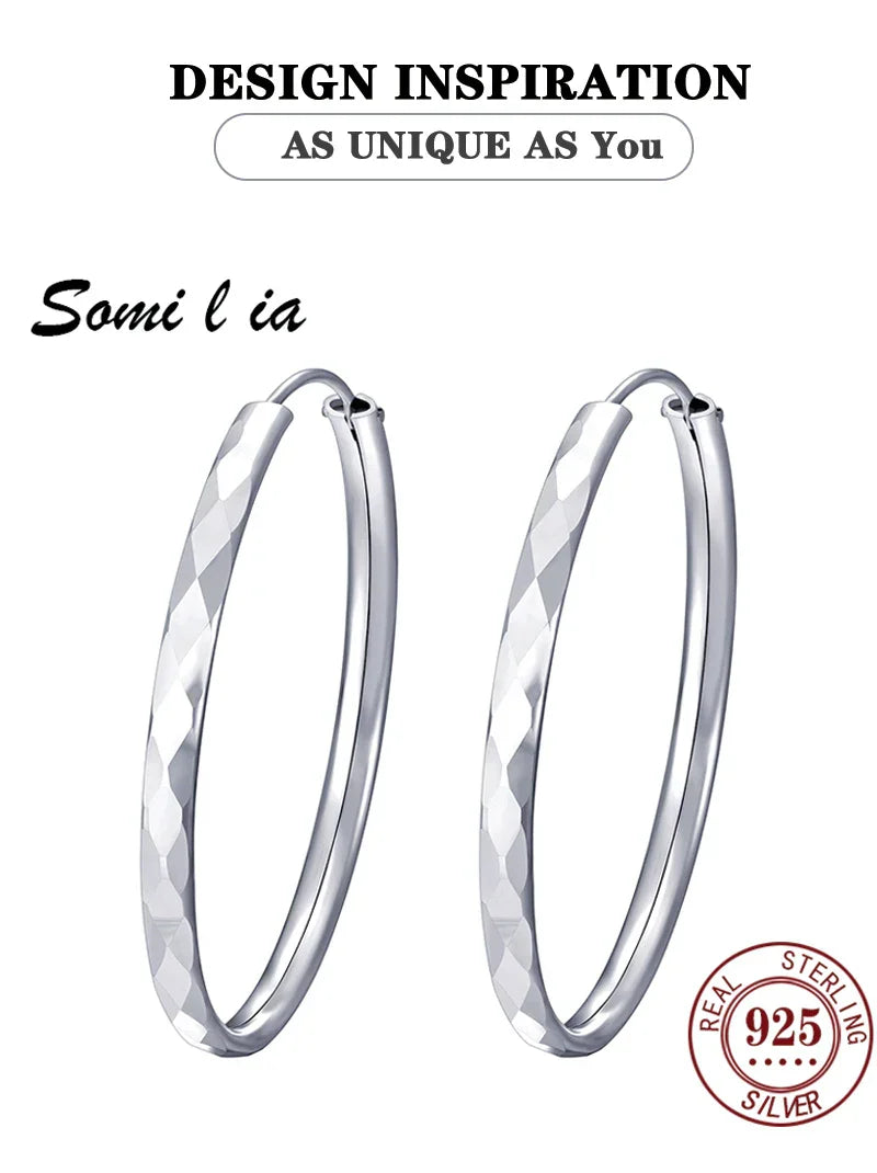 Women's Big Hoop Earrings, New Collection 100% 925 Sterling Silver Jewelry Fashion Women18K Golden серьги кольца