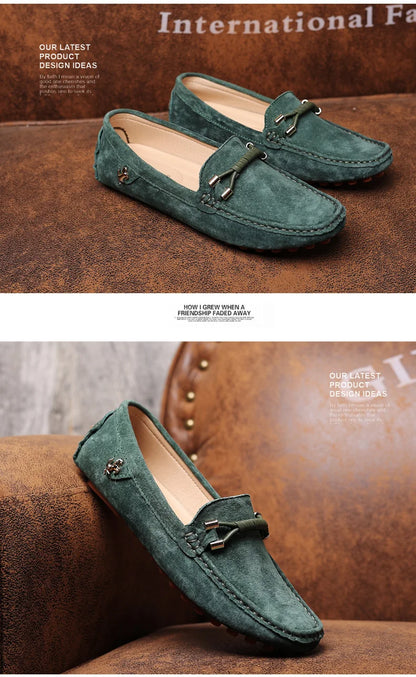 Loafers Men Casual Fashion Suede Men Shoes Lightweight Soft Genuine Leather Moccasins Slip on Driving Shoes for Men Size 48