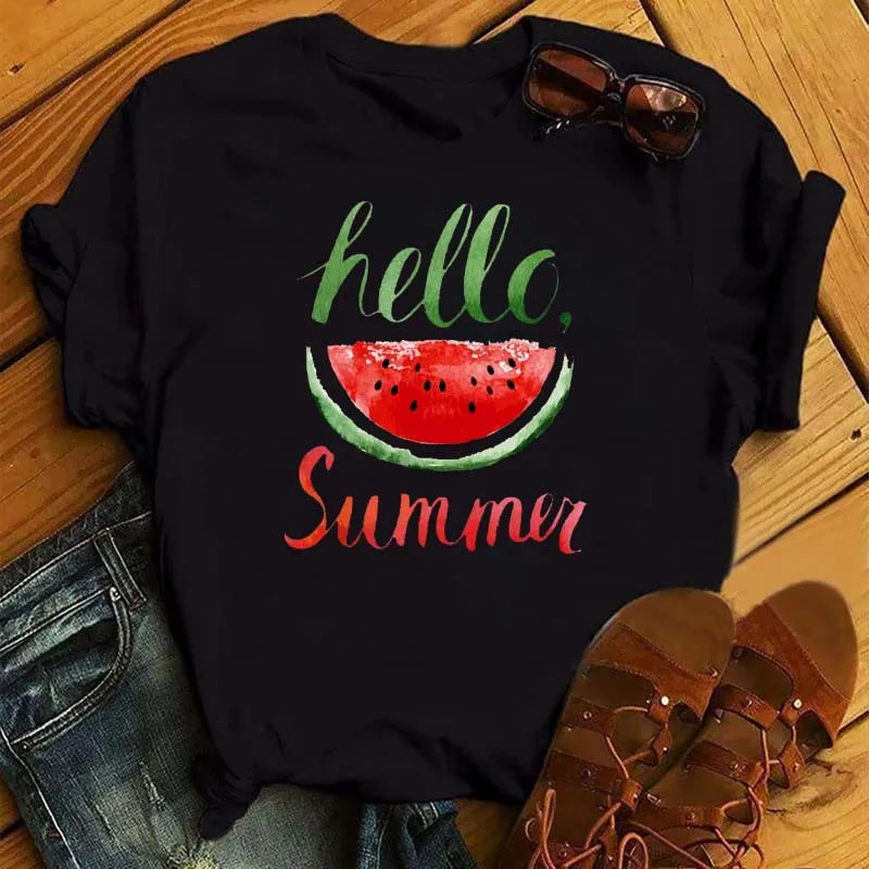 Funny Fruits T Shirt Women Fashion Kawaii Banana Print White T-shirt Harajuku TShirt Short Sleeves Tops Tee Shirt Femme T Shirts