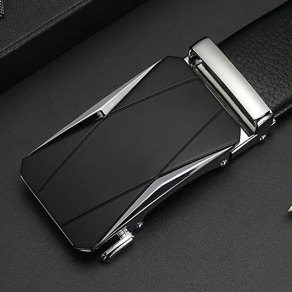 Men's Genuine Leather Automatic Buckle Belt Custom Engraved Name/Logo Ideal Waist Belt for Father's Day Personalized Gift