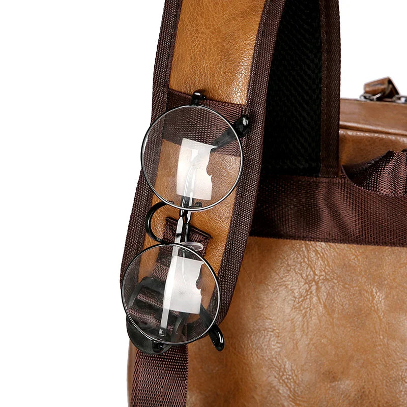Men Backpack PU Leather Bagpack Large Laptop Backpacks Male Mochilas Casual Schoolbag For Teenagers Boys High Quality Rucksack