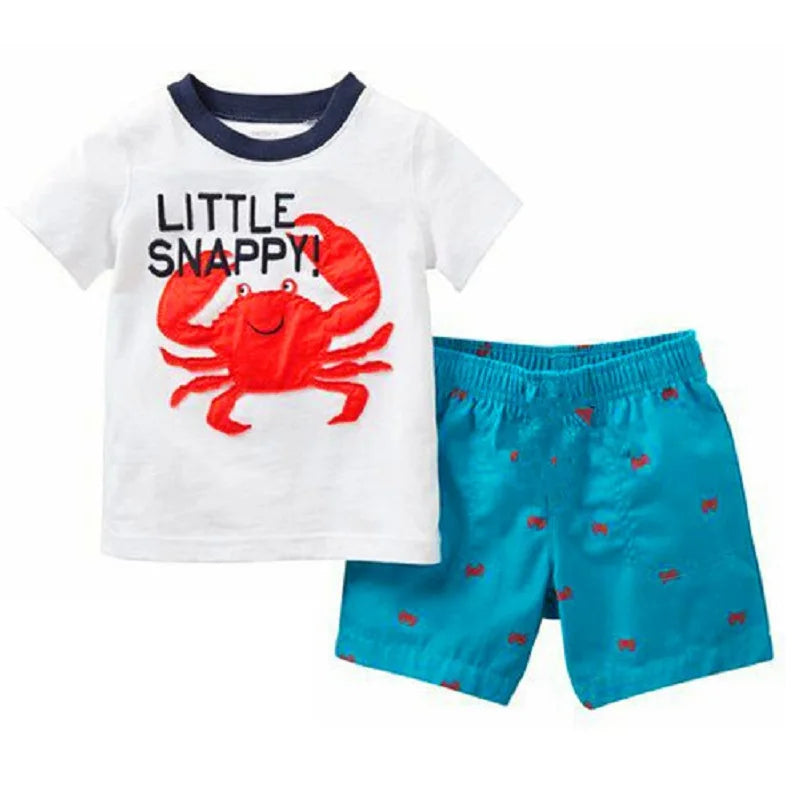 Green Crocodile Baby Boy Clothes Set Bike Children Tee Shirts Pants Suits Kids Outfit 100% Cotton Tops Panties 2 3 4 5 6 7 Years