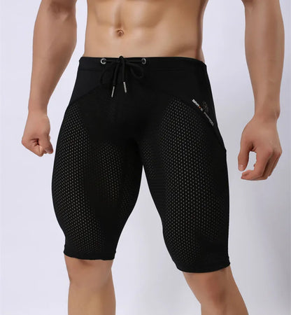 Summer Style Shorts Breathable Mesh Men Tight Beach Shorts Men Multifunction Knee Length Board Shorts Beach Wear