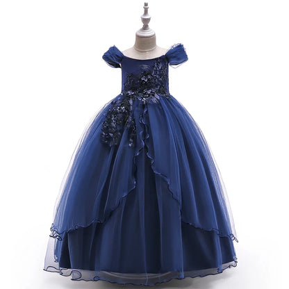 4-14 Years Kids Bridesmaid Dress For Girls Long Lace Wedding Prom Gown Flower Girl Party Dresses Children Formal Evening Clothes