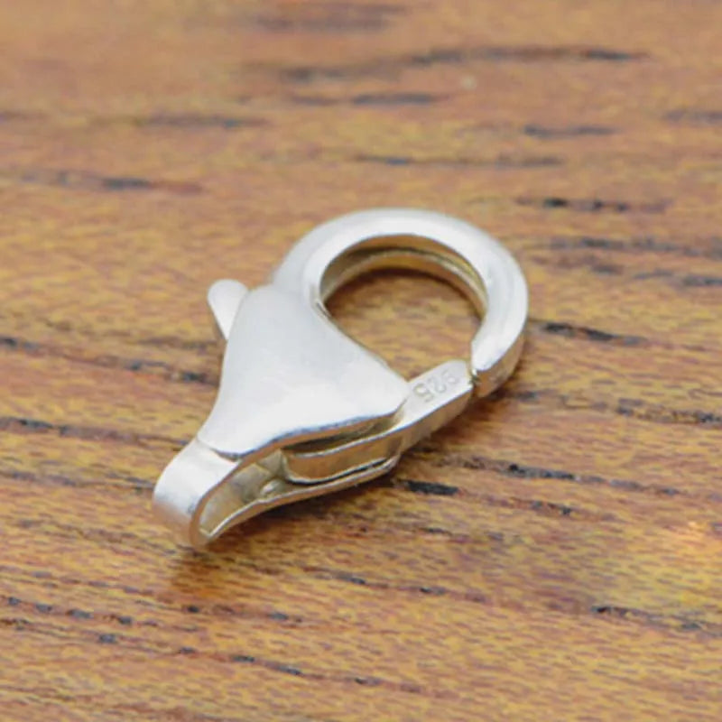 2pcs Real Pure Solid 925 Sterling Silver Lobster Spring Clasps with Ring Hook Claw Buckle Connector Jewelry Making Findings