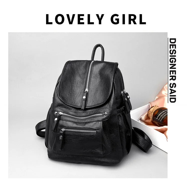 Women High Quality Leather Backpacks Vintage Female Shoulder Bag Sac a Dos Travel Ladies Bagpack Mochilas School Bags For Girls